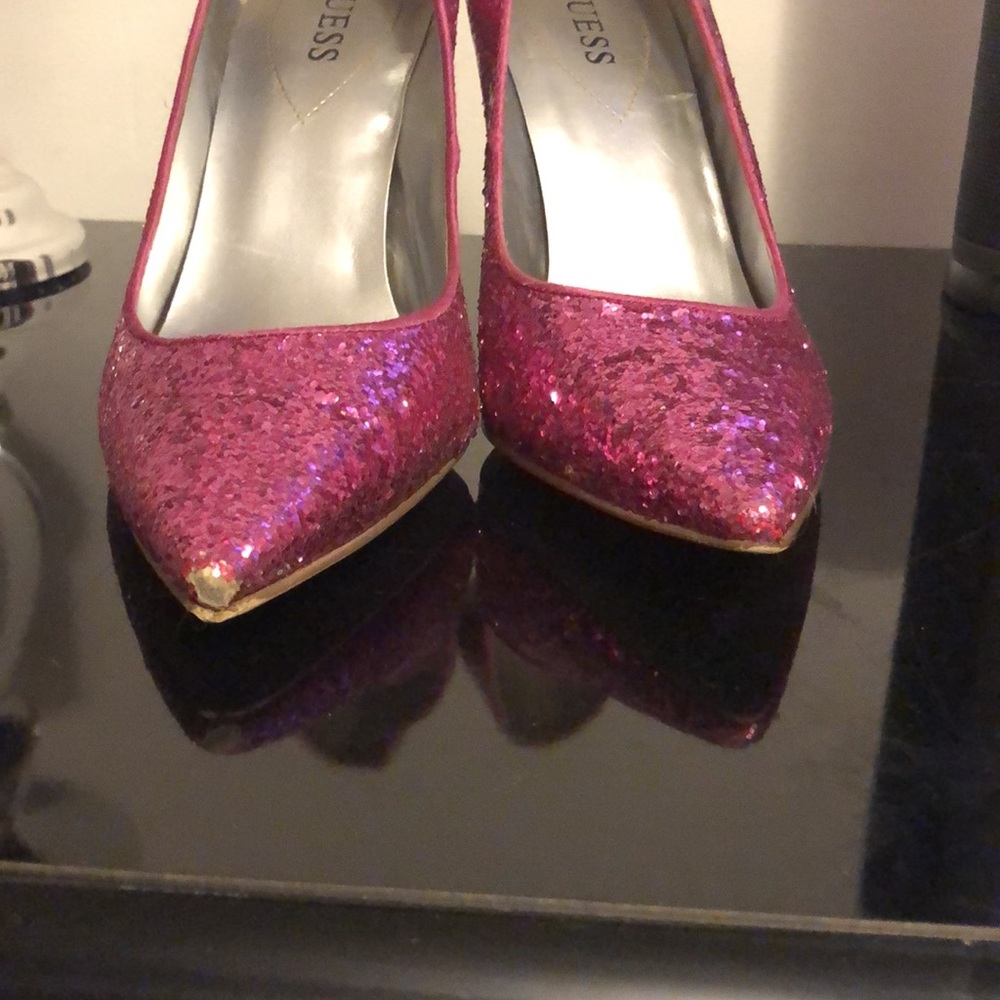 🆑FINAL PRICE‼️ Y2K Guess size 8 pink glitter pumps with silver stiletto heel - Picture 5 of 6